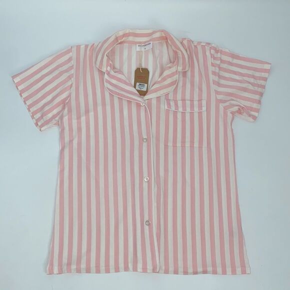 Stripe & Stare Pj Top Women’s Size Medium New With Tag Pink Striped Short Sleeve - Picture 9 of 9